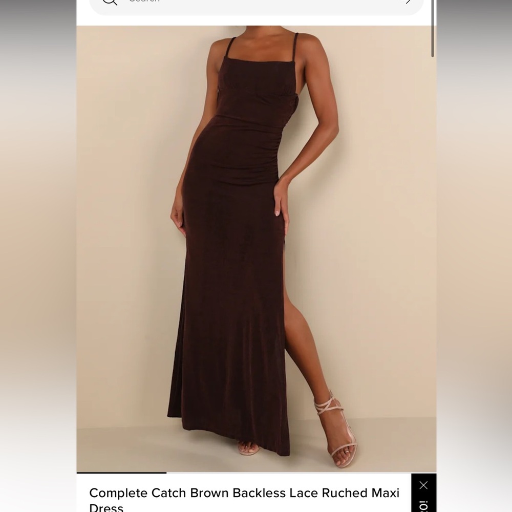 Lulu’s Elegant Brown Maxi Dress